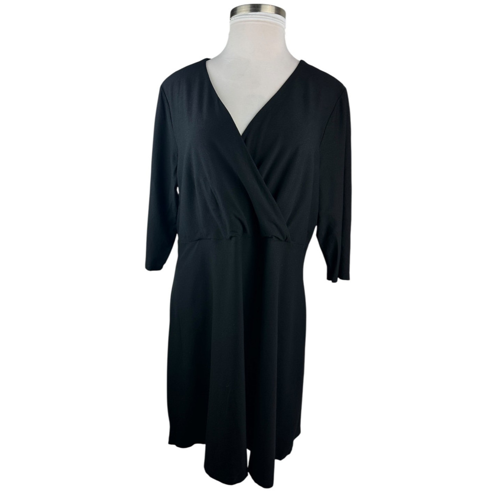 Eileen Fisher Faux Wrap Dress Black Stretch Slinky Jersey Women's Plus Size 1X - Picture 4 of 15